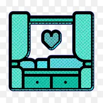 婚礼图标 床图标 绿松石色-空若网 婚礼图标 床图标 绿松石色-空若网