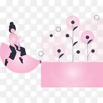 抽象花 粉色 卡通-空若网 抽象花 粉色 卡通-空若网