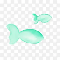 水彩鱼 水绿色 绿松石色-空若网 水彩鱼 水绿色 绿松石色-空若网