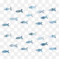 水彩鱼 蓝色 浅绿色-空若网 水彩鱼 蓝色 浅绿色-空若网