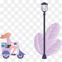 路灯 摩托车 送货-空若网 路灯 摩托车 送货-空若网