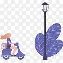路灯 摩托车 送货-空若网 路灯 摩托车 送货-空若网