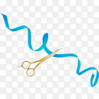 剪刀丝带 大开口 水彩画-空若网 剪刀丝带 大开口 水彩画-空若网