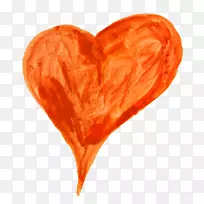 橙色心水彩画剪贴画水彩画心-空若网 橙色心水彩画剪贴画水彩画心-空若网