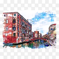 水上运输 水彩画 绘画-空若网 水上运输 水彩画 绘画-空若网