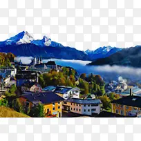 山景 阿尔卑斯山 峡湾-空若网 山景 阿尔卑斯山 峡湾-空若网