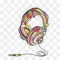 麦克风 耳机 水彩画-空若网 麦克风 耳机 水彩画-空若网