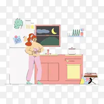 厨房 厨房背景 水彩-空若网 厨房 厨房背景 水彩-空若网