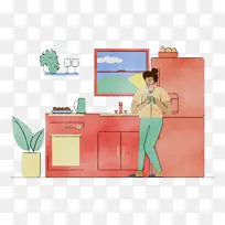 厨房 厨房背景 水彩-空若网 厨房 厨房背景 水彩-空若网