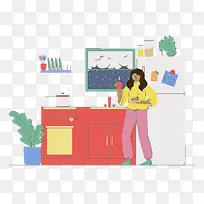 厨房 厨房背景 线条-空若网 厨房 厨房背景 线条-空若网