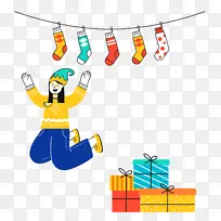 圣诞快乐卡通黄色线条米数学几何-空若网 圣诞快乐卡通黄色线条米数学几何-空若网