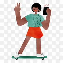 滑板 乐趣 水彩-空若网 滑板 乐趣 水彩-空若网