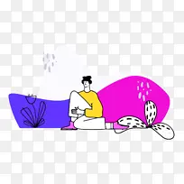 卡通 线条 薰衣草-空若网 卡通 线条 薰衣草-空若网