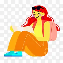 坐着 坐在地板上 卡通-空若网 坐着 坐在地板上 卡通-空若网