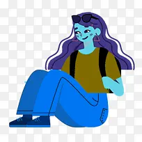 坐着 坐在地板上 卡通-空若网 坐着 坐在地板上 卡通-空若网