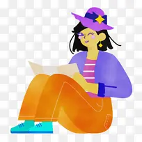 坐着 坐在地板上 水彩画-空若网 坐着 坐在地板上 水彩画-空若网