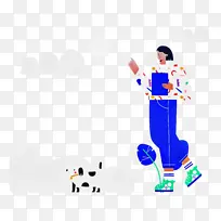 遛狗 卡通 绘画-空若网 遛狗 卡通 绘画-空若网