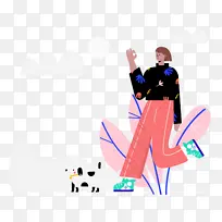 遛狗 画画 黑猫-空若网 遛狗 画画 黑猫-空若网