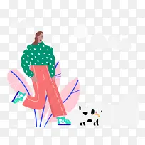 遛狗 卡通艺术博物馆 绘画-空若网 遛狗 卡通艺术博物馆 绘画-空若网