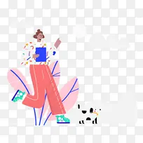 遛狗 卡通艺术博物馆 绘画-空若网 遛狗 卡通艺术博物馆 绘画-空若网