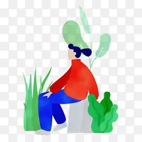 坐姿 水彩画 绘画-空若网 坐姿 水彩画 绘画-空若网