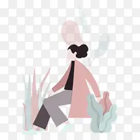 坐姿 水彩 绘画-空若网 坐姿 水彩 绘画-空若网