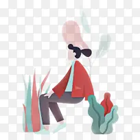 坐着 卡通 绘画-空若网 坐着 卡通 绘画-空若网