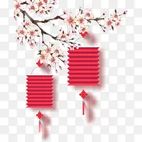 手绘灯笼桃花-空若网 手绘灯笼桃花-空若网