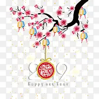 梅花和悬挂的灯笼-空若网 梅花和悬挂的灯笼-空若网