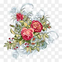 牡丹花元素插画-空若网 牡丹花元素插画-空若网