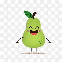 绿色卡通笑容梨子水果-空若网 绿色卡通笑容梨子水果-空若网