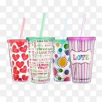 多彩创意图案吸管杯-空若网 多彩创意图案吸管杯-空若网