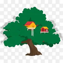 葱绿卡通风格矢量树屋-空若网 葱绿卡通风格矢量树屋-空若网