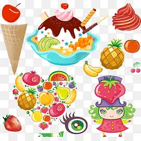 冰淇淋水果卡通图片-空若网 冰淇淋水果卡通图片-空若网