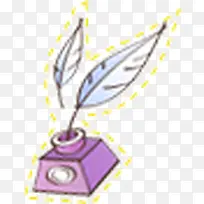 手绘可爱墨水瓶树枝笔-空若网 手绘可爱墨水瓶树枝笔-空若网