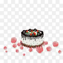 巧克力水果鲜花生日蛋糕-空若网 巧克力水果鲜花生日蛋糕-空若网