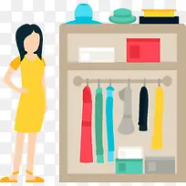 手绘卡通扁平化衣橱卡通女人-空若网 手绘卡通扁平化衣橱卡通女人-空若网