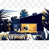 创意手绘房间插画唯美-空若网 创意手绘房间插画唯美-空若网