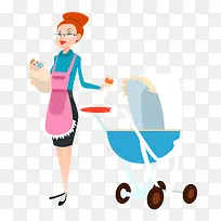 卡通矢量保姆带小孩婴儿-空若网 卡通矢量保姆带小孩婴儿-空若网
