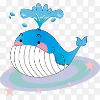 蓝色卡通手绘小鲸鱼-空若网 蓝色卡通手绘小鲸鱼-空若网