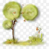 卡通可爱茂密绿树——植树节免扣素材-空若网 卡通可爱茂密绿树——植树节免扣素材-空若网