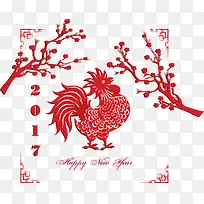 红色剪影公鸡-空若网 红色剪影公鸡-空若网