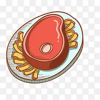卡通手绘盘子里的食物牛肉-空若网 卡通手绘盘子里的食物牛肉-空若网