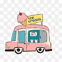 粉色雪糕流动餐车矢量素材-空若网 粉色雪糕流动餐车矢量素材-空若网