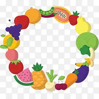 彩色果蔬花环边框-空若网 彩色果蔬花环边框-空若网