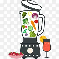 手绘小清新蔬菜榨汁机插画图案-空若网 手绘小清新蔬菜榨汁机插画图案-空若网