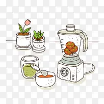 手绘卡通榨汁机果汁-空若网 手绘卡通榨汁机果汁-空若网
