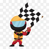卡通摇旗的赛车手-空若网 卡通摇旗的赛车手-空若网