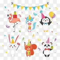 彩色的旗子和小动物-空若网 彩色的旗子和小动物-空若网