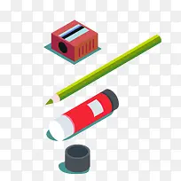 卡通彩色文具矢量图-空若网 卡通彩色文具矢量图-空若网